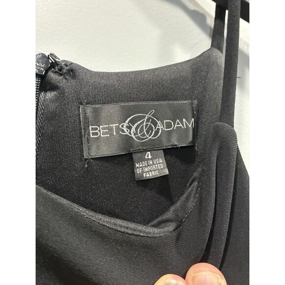 Betsy & Adam Black Floral Maxi Dress 4 • Formal Evening Gown Mesh Waist USA - Picture 5 of 7